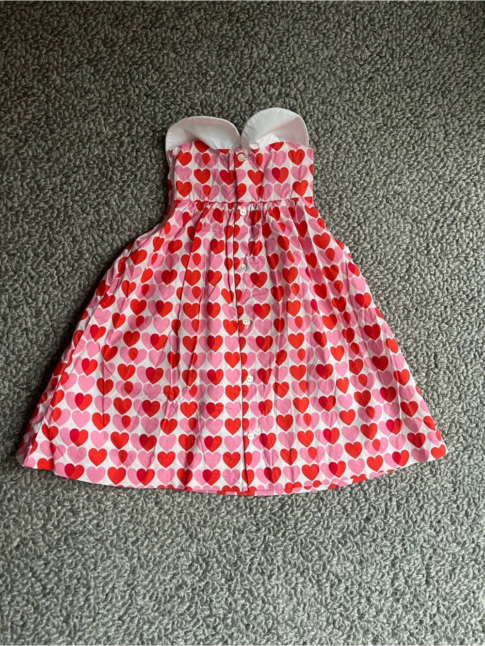 Jacadi Heart Print Sleeveless Peter Pan Collar Dress